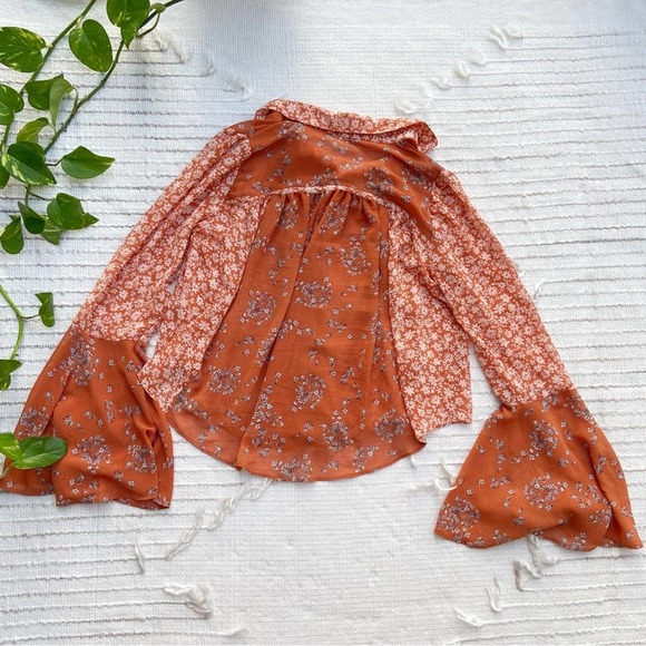 Free People Floral Rust Blouse - Picture 5 of 16